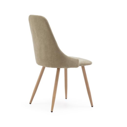 Fabric and metal chair in beige and natural, 50 x 57 x 91 cm | seoul