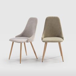 Fabric and metal chair in beige and natural, 50 x 57 x 91 cm | seoul