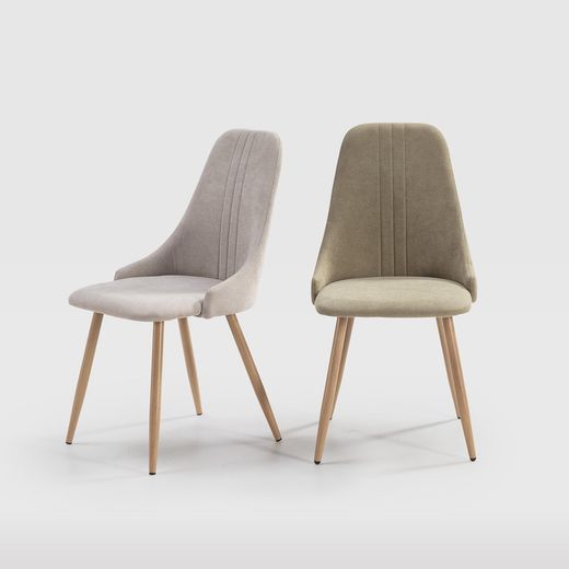 Fabric and metal chair in beige and natural, 50 x 57 x 91 cm | seoul