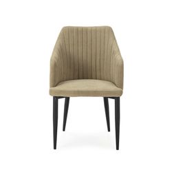 Sedia in tessuto e metallo in kaki e nero, 55 x 57 x 88 cm | Nadi