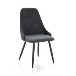 Stoel van stof en metaal in grijs en zwart, 50 x 57 x 91 cm | Pinda