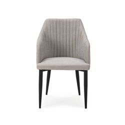 Chaise en tissu et métal gris et noir, 56 x 57 x 88 cm | Nadi