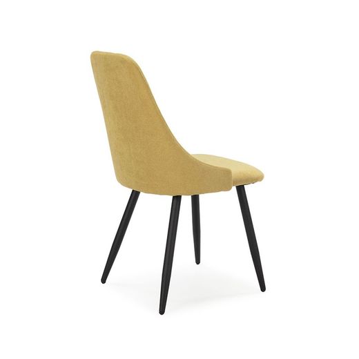 Mosterd en zwarte stof en metalen stoel, 50 x 57 x 91 cm | Pinda