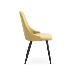 Mosterd en zwarte stof en metalen stoel, 50 x 57 x 91 cm | Pinda