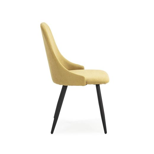 Mosterd en zwarte stof en metalen stoel, 50 x 57 x 91 cm | Pinda