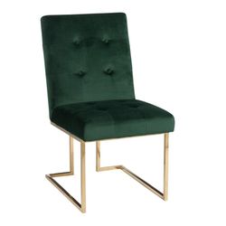Silla de terciopelo verde, 50x67x91 cm
