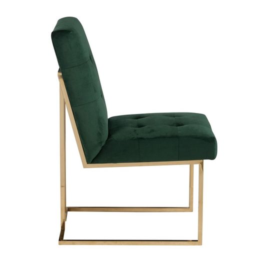 Silla de terciopelo verde, 50x67x91 cm