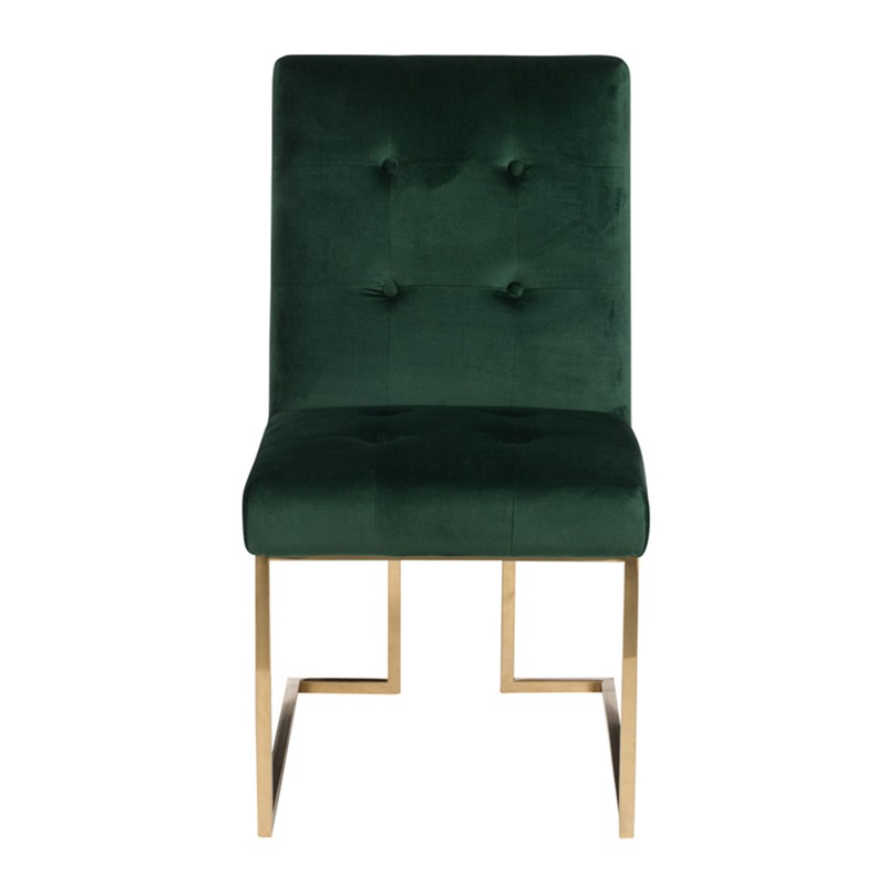 Silla de terciopelo verde, 50x67x91 cm — Qechic