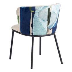 Stoel van fluweel en staal in crème en veelkleurig, 58 x 52 x 77 cm