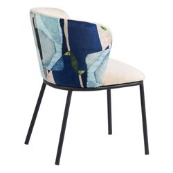 Stoel van fluweel en staal in crème en veelkleurig, 58 x 52 x 77 cm