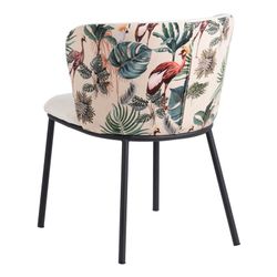 Velvet and steel chair in cream and multicolor, 58 x 52 x 77 cm