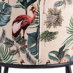 Velvet and steel chair in cream and multicolor, 58 x 52 x 77 cm