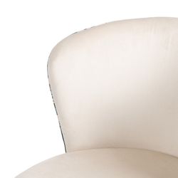 Velvet and steel chair in cream and multicolor, 58 x 52 x 77 cm