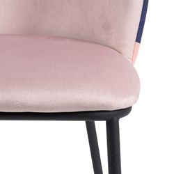 Velvet and steel chair in pink and multicolor, 58 x 52 x 77 cm