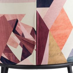 Velvet and steel chair in pink and multicolor, 58 x 52 x 77 cm