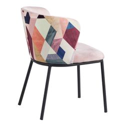 Velvet and steel chair in pink and multicolor, 58 x 52 x 77 cm