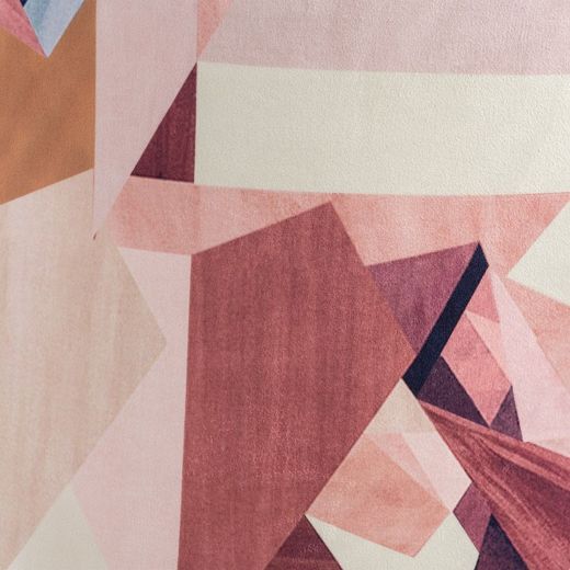 Velvet and steel chair in pink and multicolor, 58 x 52 x 77 cm