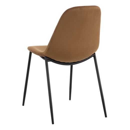 Velvet and metal chair in camel and black, 46 x 51 x 83.5 cm