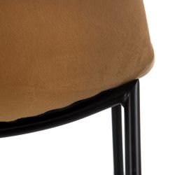 Velvet and metal chair in camel and black, 46 x 51 x 83.5 cm