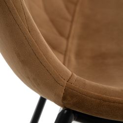 Velvet and metal chair in camel and black, 46 x 51 x 83.5 cm