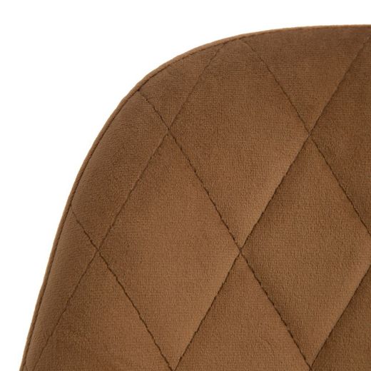 Velvet and metal chair in camel and black, 46 x 51 x 83.5 cm