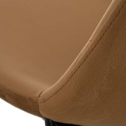 Velvet and metal chair in camel and black, 46 x 51 x 83.5 cm