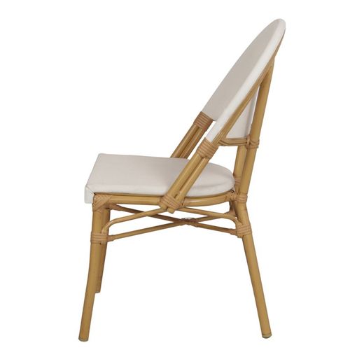 Chaise en textilène blanc et naturel, 47 x 58 x 88 cm | Conrad