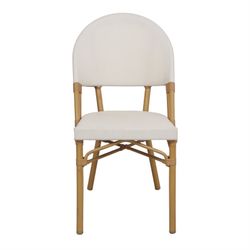 Chaise en textilène blanc et naturel, 47 x 58 x 88 cm | Conrad