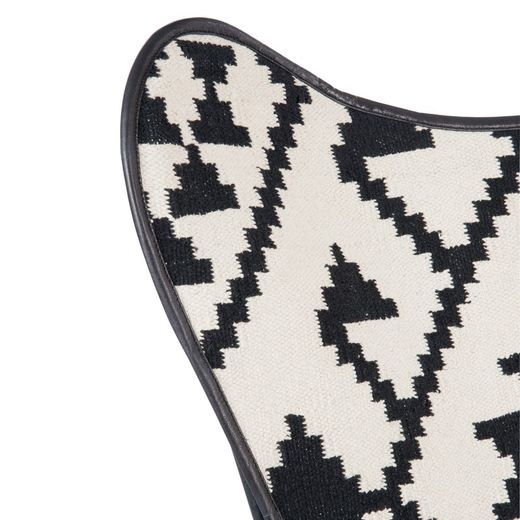 Silla de yute negro y blanco, 92x65x90 cm