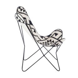 Silla de yute negro y blanco, 92x65x90 cm