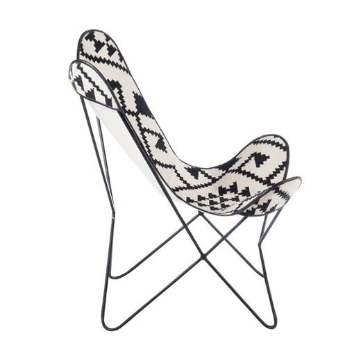 Silla de yute negro y blanco, 92x65x90 cm