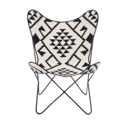 Silla de yute negro y blanco, 92x65x90 cm