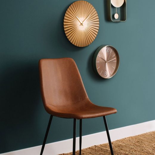 Silla efecto piel camel, 43x55x81 cm