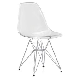 Stol i gennemsigtig polycarbonat og krombase, 46,5 x 50,5 x 81 cm