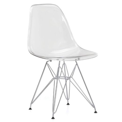 Silla en Polipropileno Transparente y Patas Cromadas 46,5x50,5x81 cm