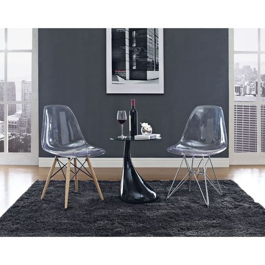 Stol i gennemsigtig polycarbonat og krombase, 46,5 x 50,5 x 81 cm