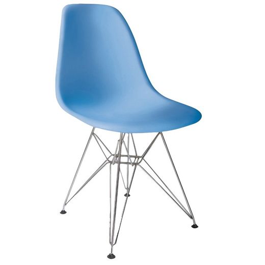 Silla en Polipropileno Azul y Patas Cromadas 46,5x50,5x81 cm