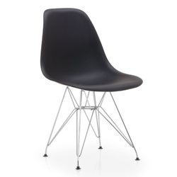 Sedia in polipropilene nero e base cromata, 46,5 x 50,5 x 81 cm