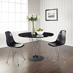 Sedia in polipropilene nero e base cromata, 46,5 x 50,5 x 81 cm