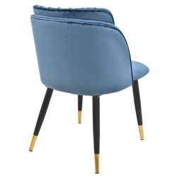 Chair in blue velvet upholstery and black metal frame and matte gold detail, 61 x 52 x 80 cm