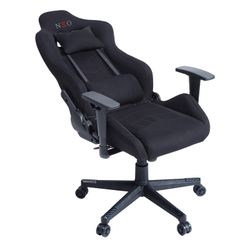 Gamerstol i svart konstläder, 70 x 70 x 124/134 cm | neo-pro