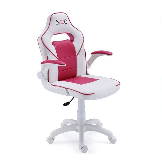 Roze/wit imitatieleren gamer stoel, 65 x 65 x 98/108 cm | neosport