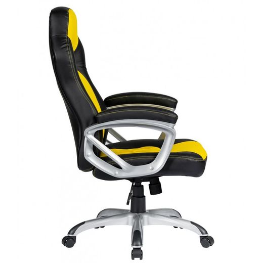 Portimao Gamer Chair in Faux Leather and Yellow/Black Metal, 64'5x70x116'5/124 cm