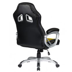 Portimao Gamer Chair in Faux Leather and Yellow/Black Metal, 64'5x70x116'5/124 cm