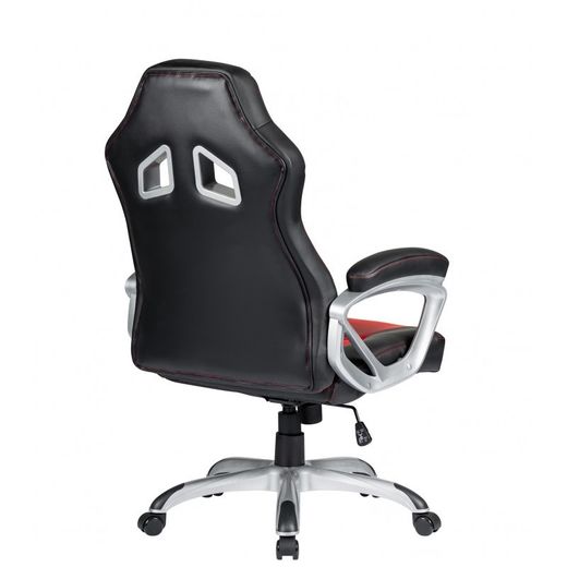 Cadeira Gamer Portimão em Pele Falso e Metal Vermelho/Preto, 64'5x70x116'5/124 cm