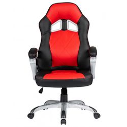 Cadeira Gamer Portimão em Pele Falso e Metal Vermelho/Preto, 64'5x70x116'5/124 cm