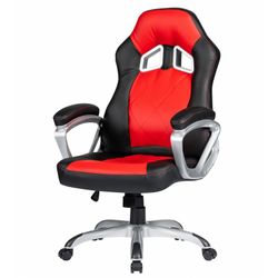 Cadeira Gamer Portimão em Pele Falso e Metal Vermelho/Preto, 64'5x70x116'5/124 cm