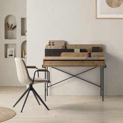 Chaise pivotante en tissu beige, 61 x 59 x 66-81 cm | Tali