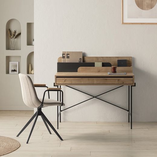 Chaise pivotante en tissu beige, 61 x 59 x 66-81 cm | Tali