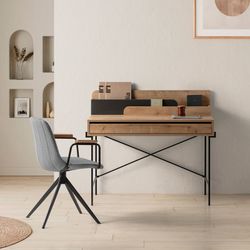 Chaise pivotante en tissu gris, 61 x 59 x 66-81 cm | Tali